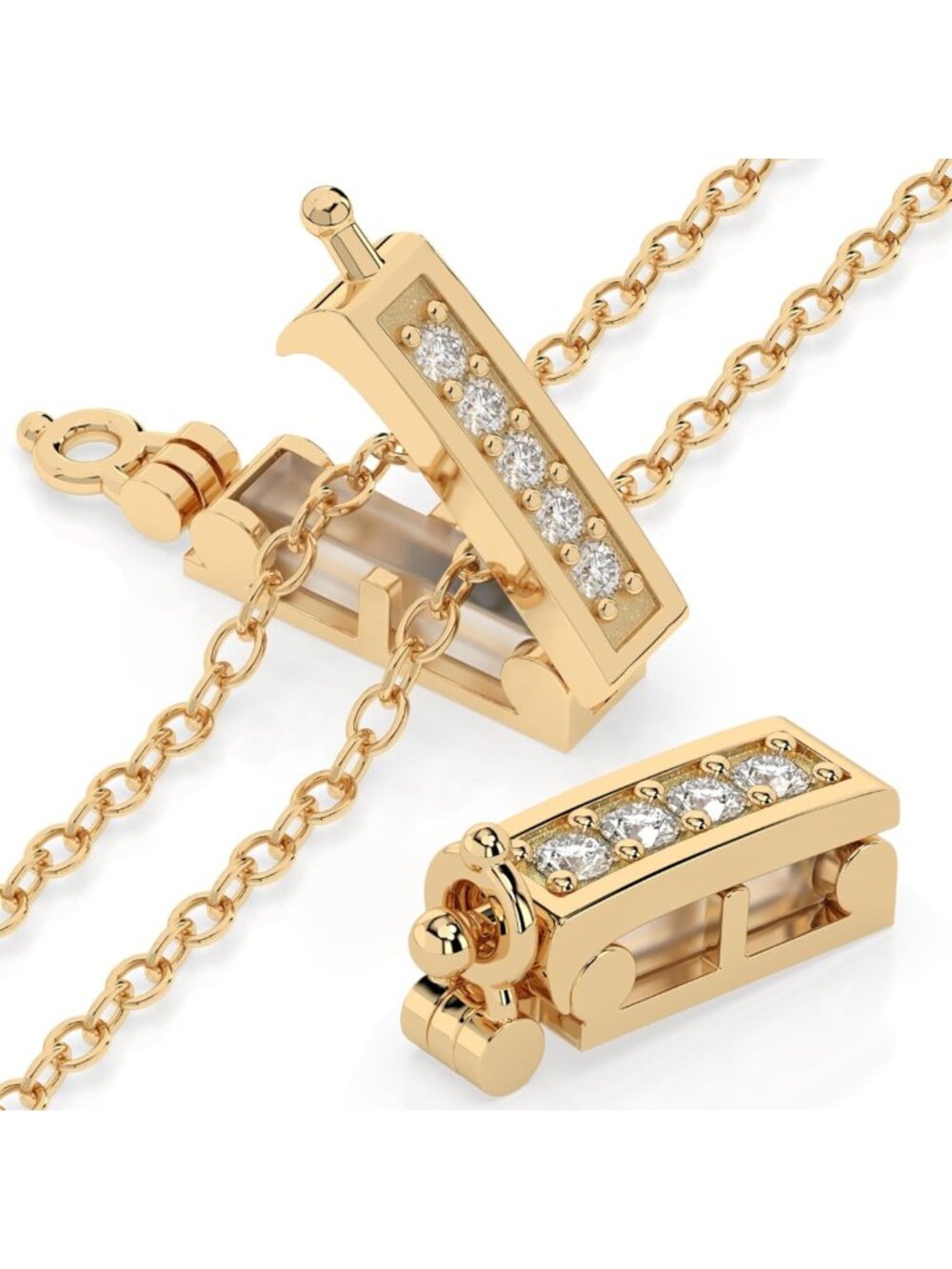 2-Pc Necklace Shortener Set for Thin Chains - 18K Gold Plated with CZ Accents